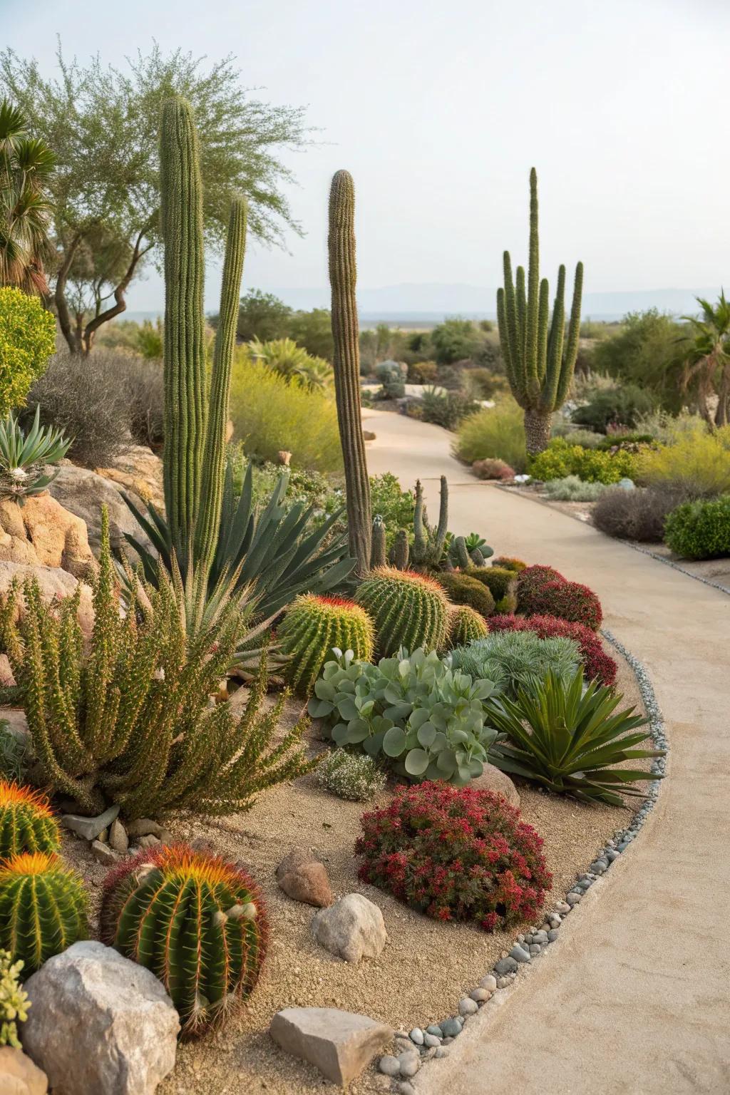 Desert plants enhancing the landscape with sustainability and beauty.