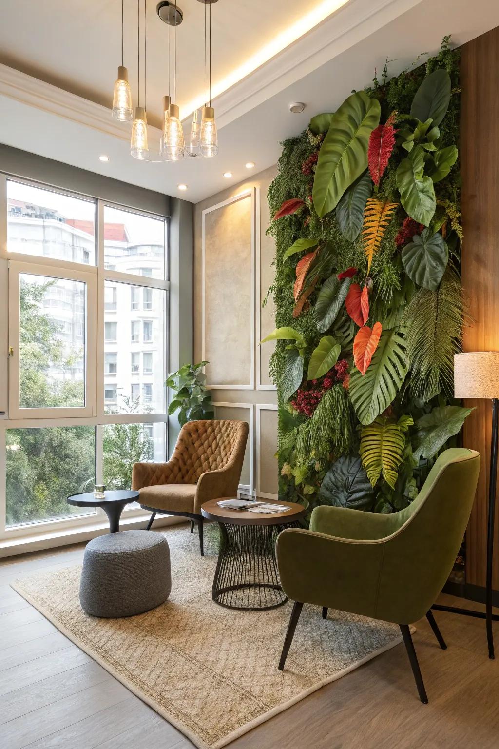 A green accent wall can refresh any room with its lively appearance.