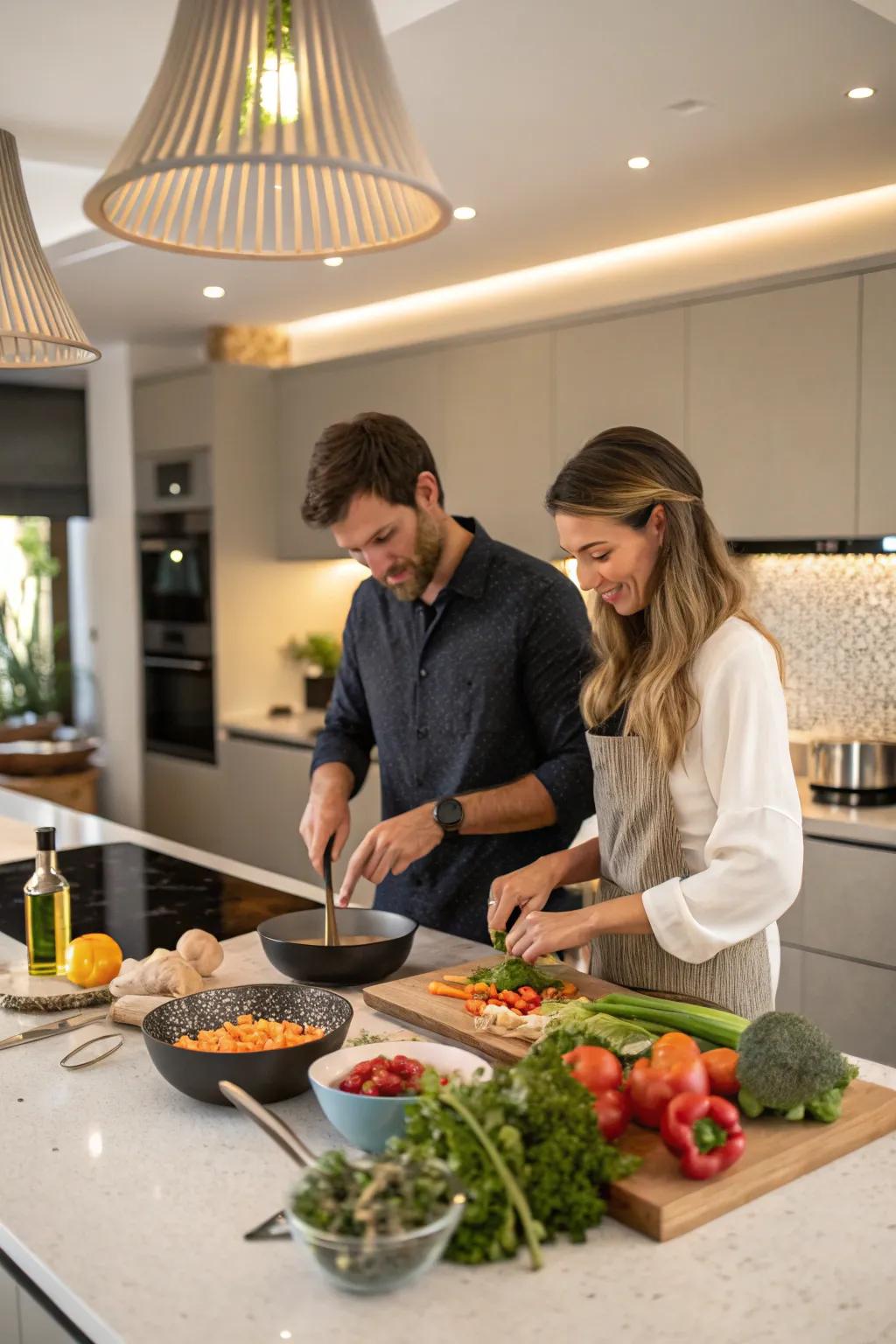 Cooking together can be a delightful culinary adventure.