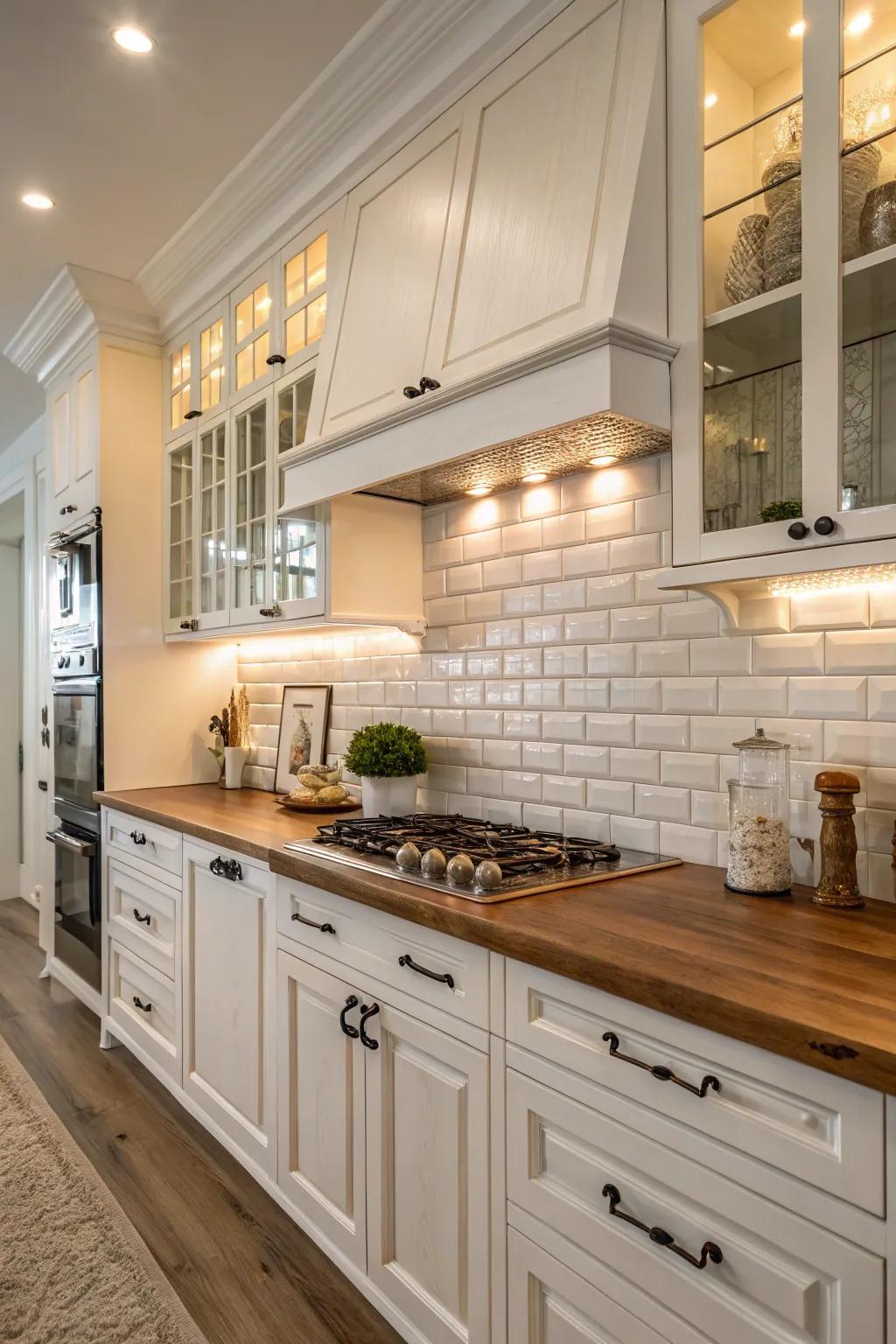Everlasting rectangular bricks deliver a classic charm that enhances any kitchen design.