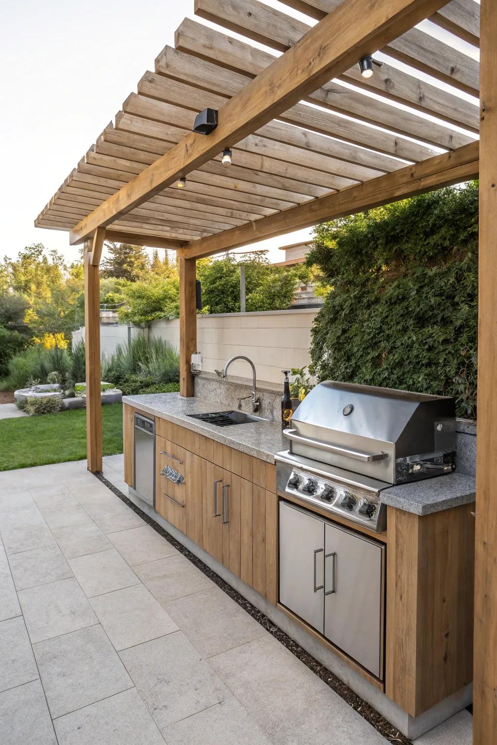 A complete outdoor kitchen setup perfect for any backyard BBQ.