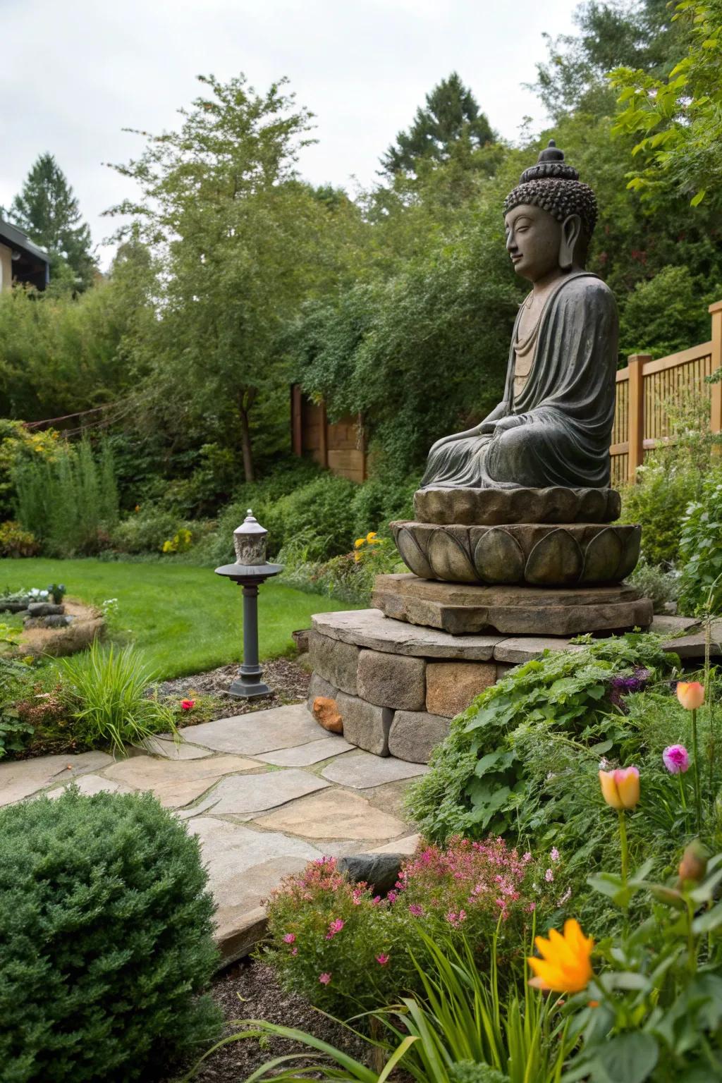 Make a Buddha statue the centerpiece of your garden for an instant sense of peace.