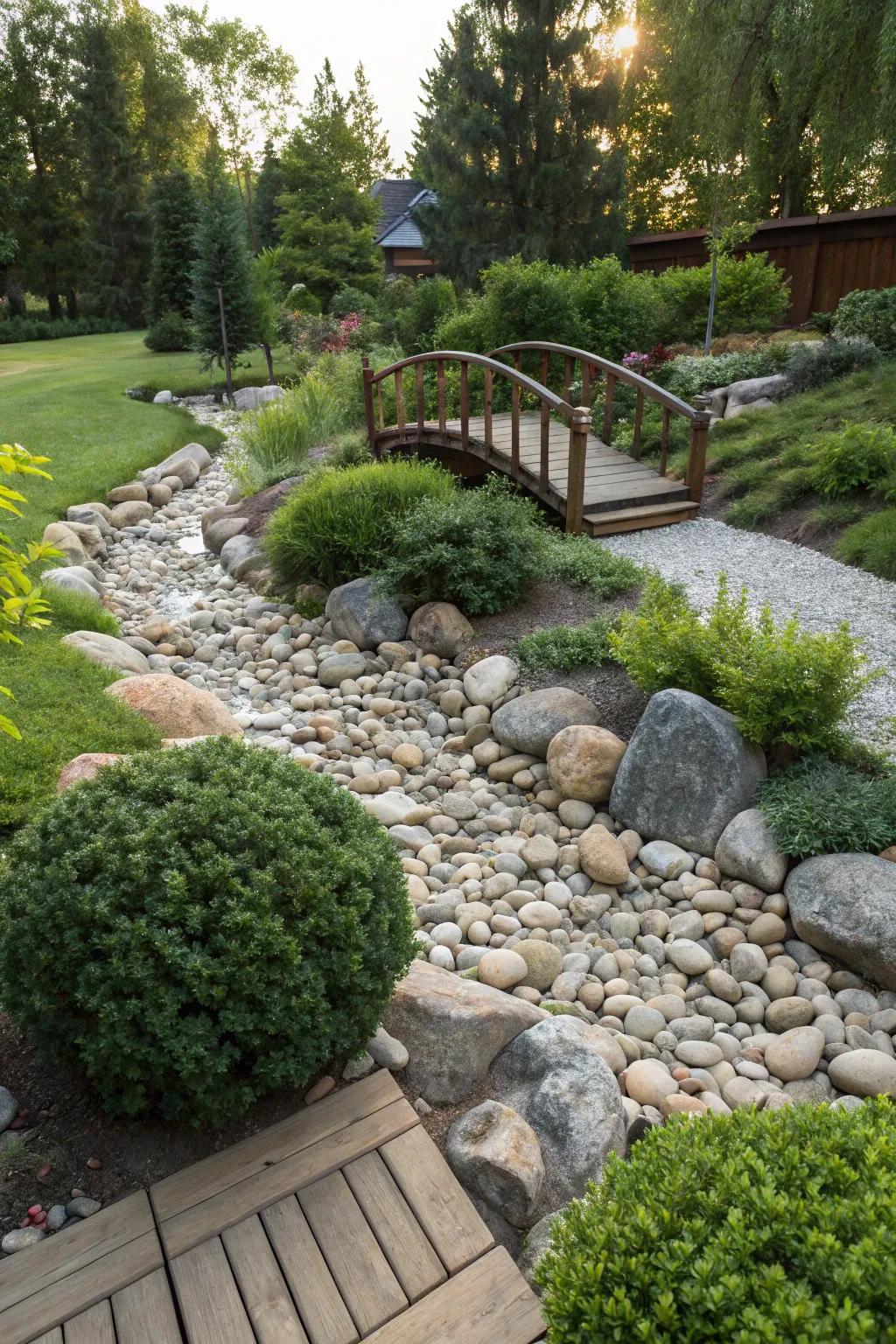A simulated streambed brings elegance and utility to your landscape.