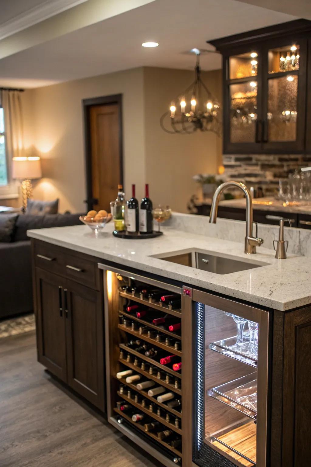 Elevate your bar with integrated wine racks.