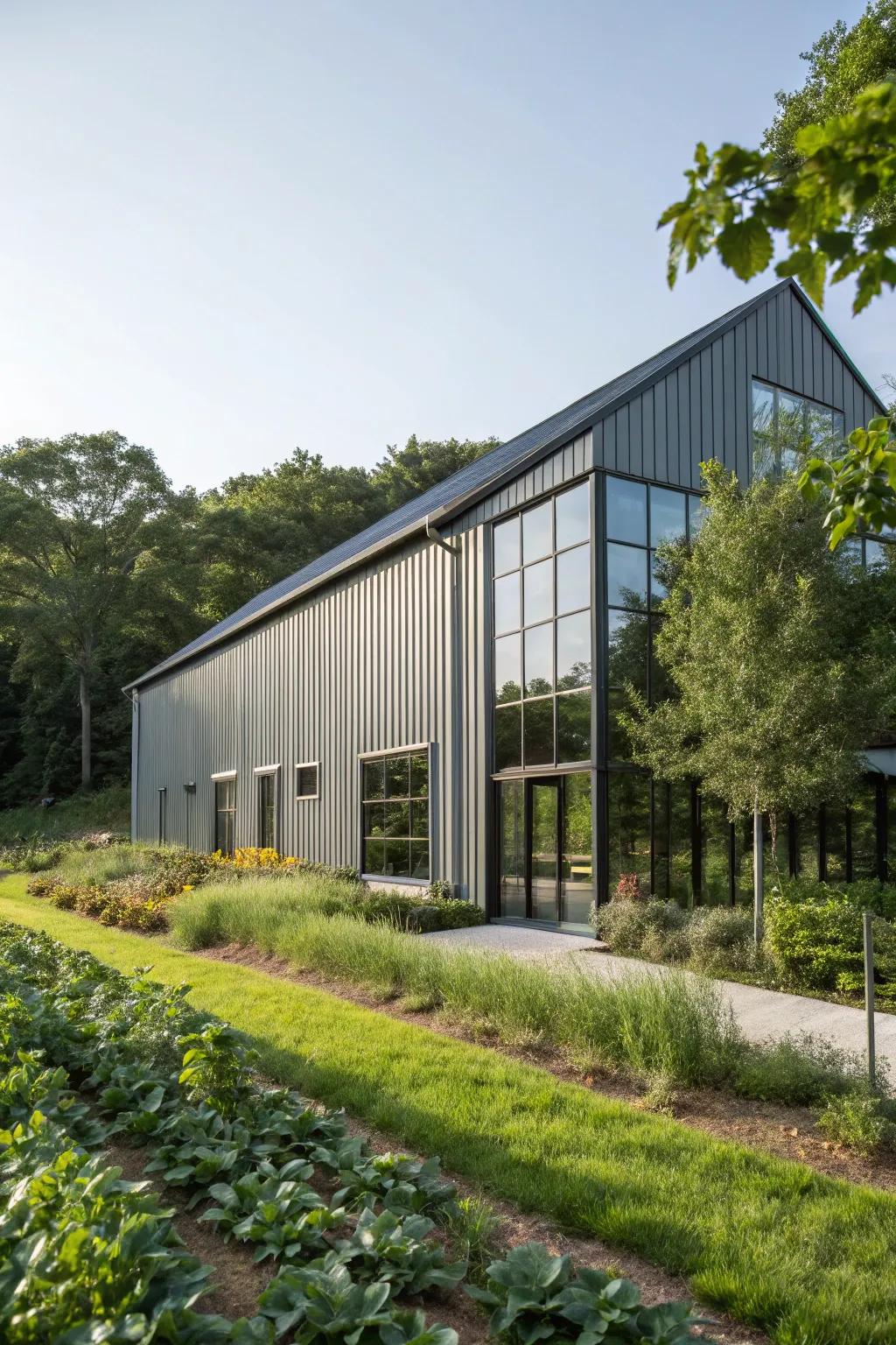 A modern barn showcasing impressive design and minimalist flair.