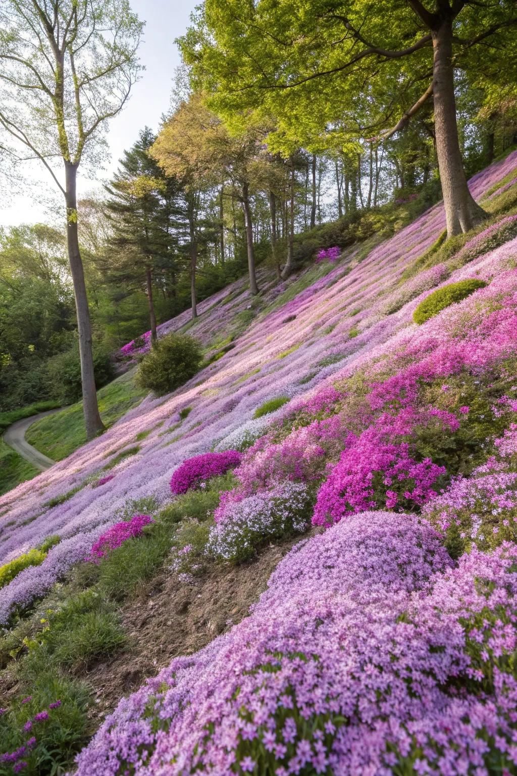 Trailing Blooms enrich any slope with striking hues.