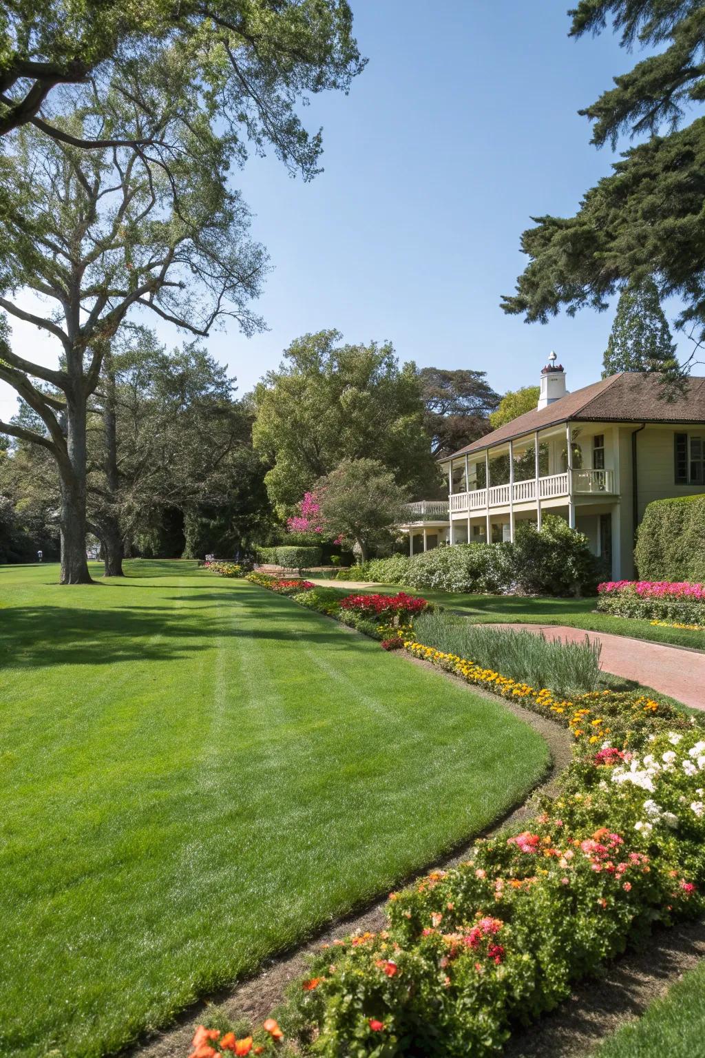 A lush green lawn serves as the perfect canvas for your front yard.