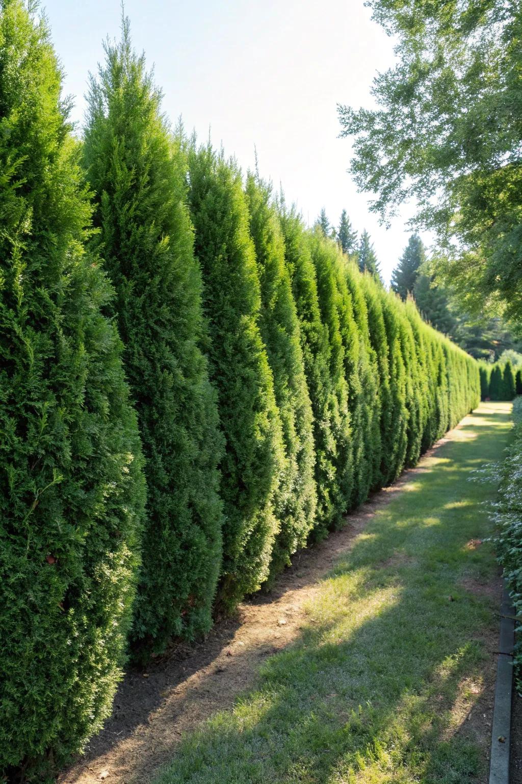 Evergreens provide constant beauty and privacy.