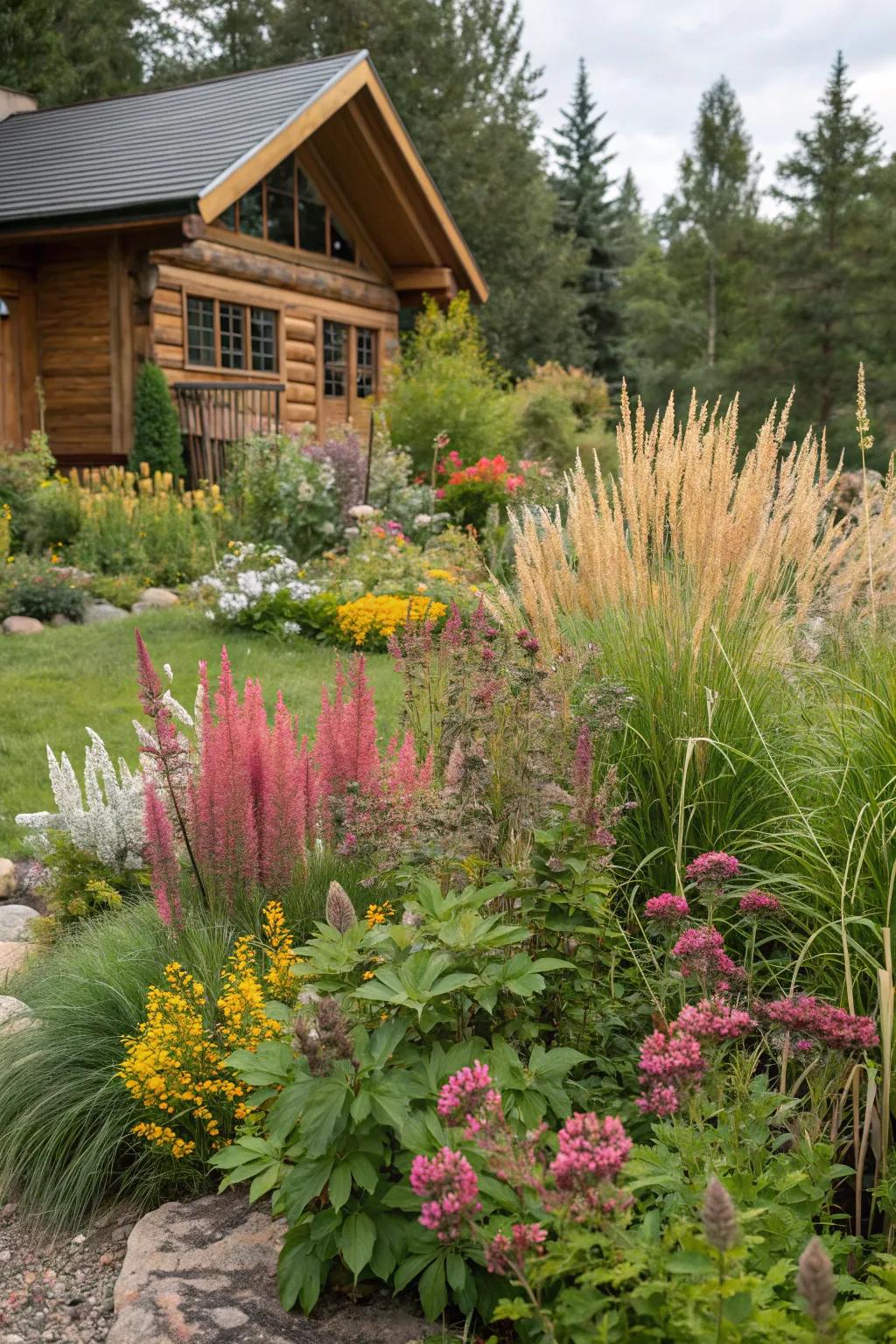 Local plants effortlessly enrich your cabin's outdoor space.