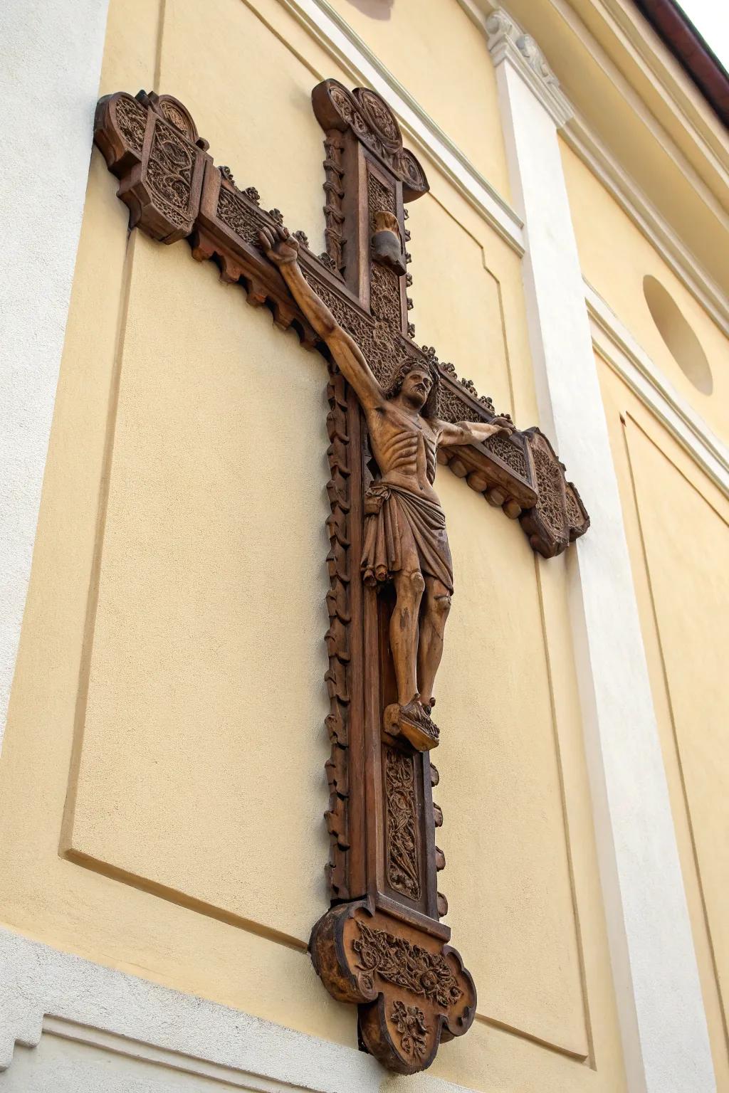 A crucifix serves as the heart of your prayer corner, providing a visual focus for meditation.