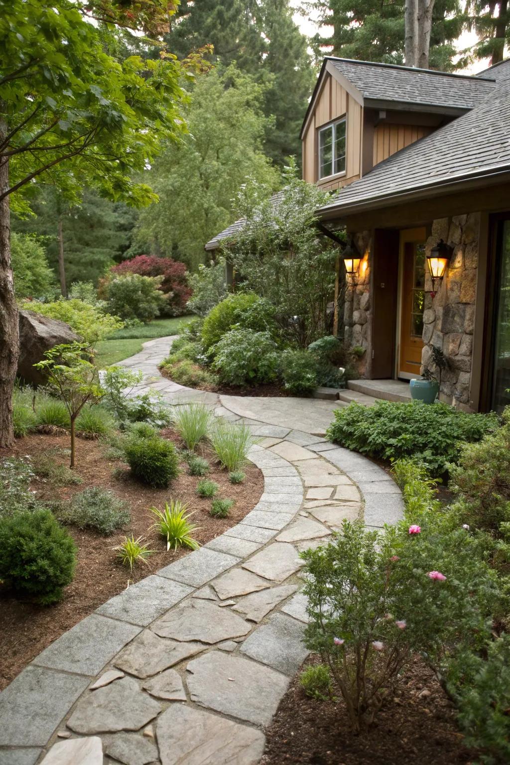 A stone pathway brings structure and appeal to any front yard.