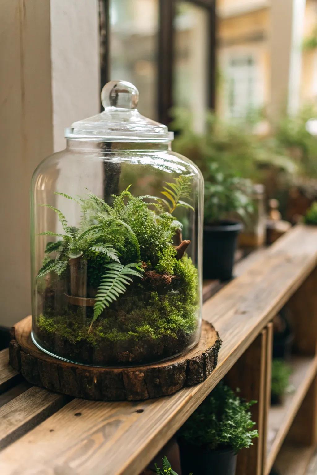 A miniature forest in a jar, perfect for a touch of tranquility.