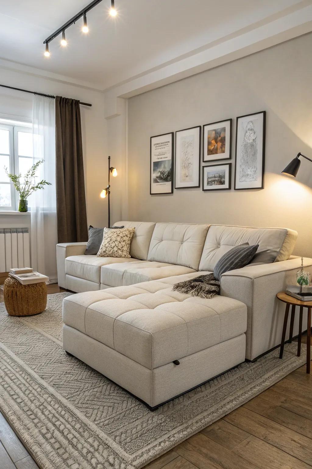 A modular couch that effortlessly conforms to any tight space.