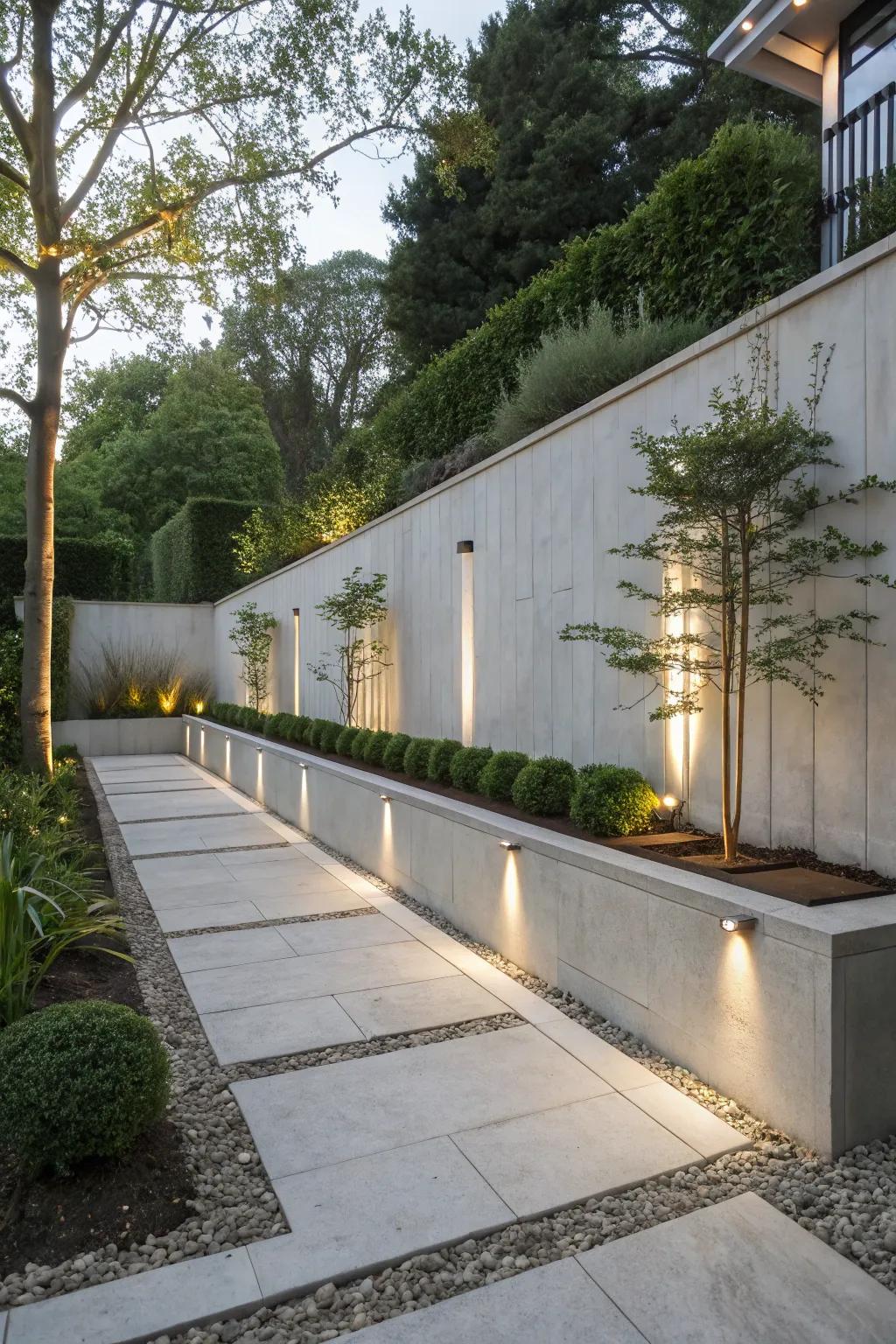 Sleek concrete walls enhance a modern minimalist aesthetic.