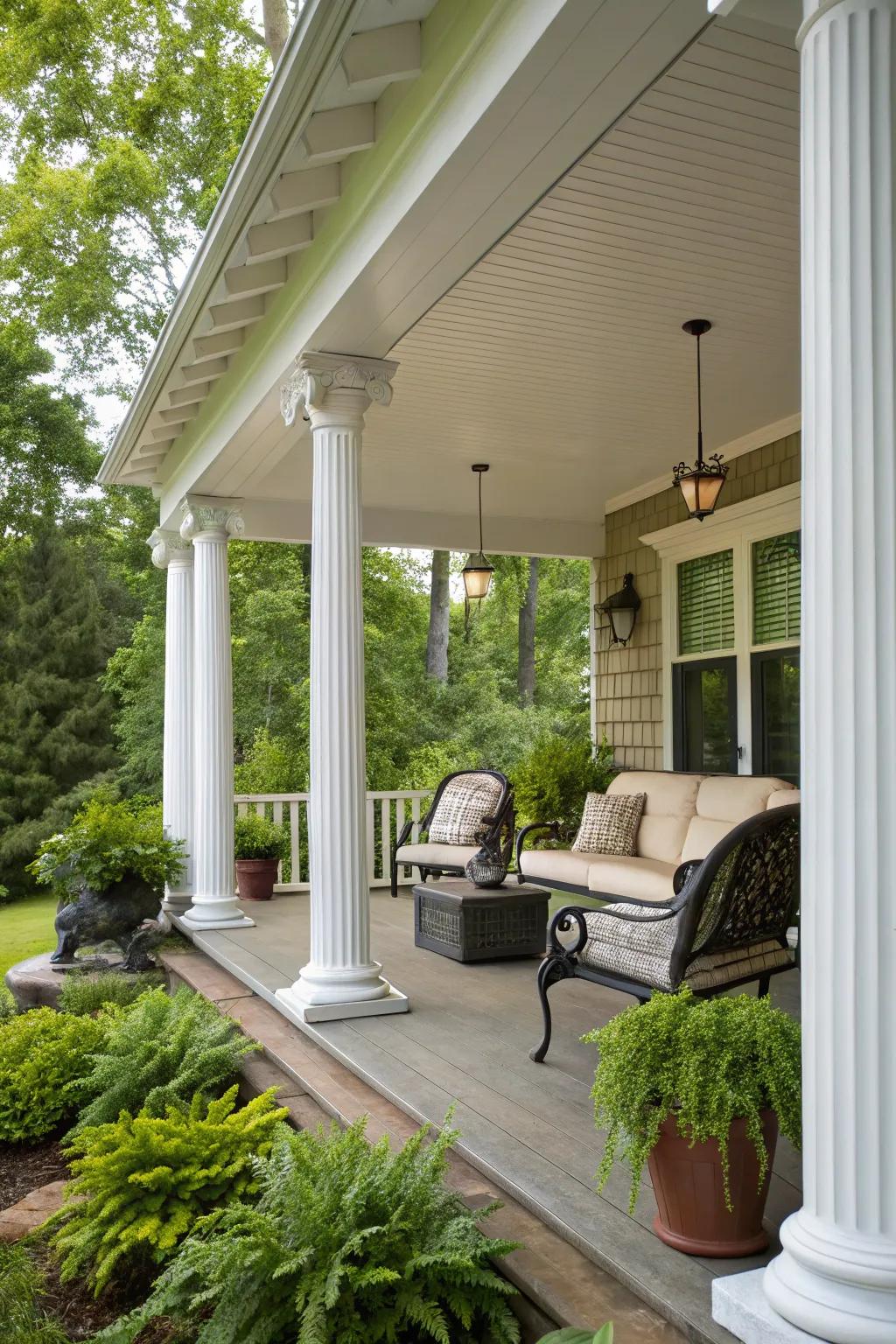 A gabled roof design marries classic aesthetics with practical sheltering, enhancing your porch.