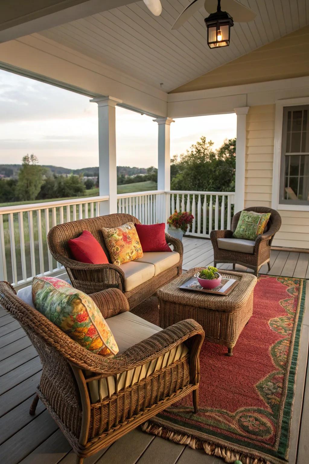 A comfortable seating arrangement calls you to unwind and relax.