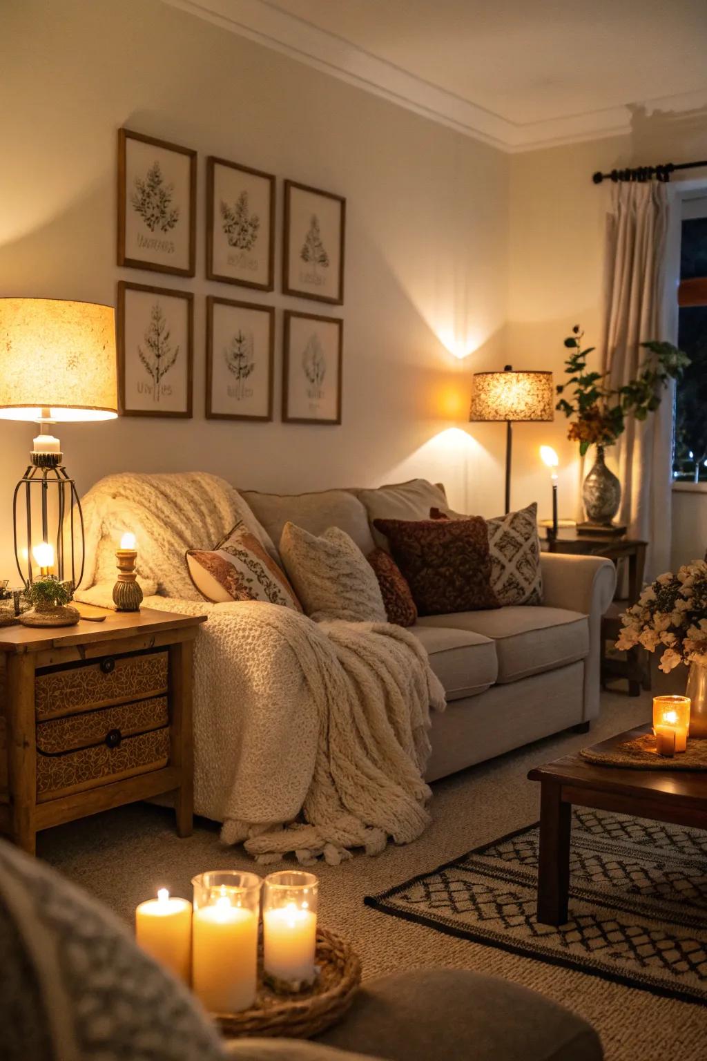 Gentle lighting transforms any area into a snug sanctuary.