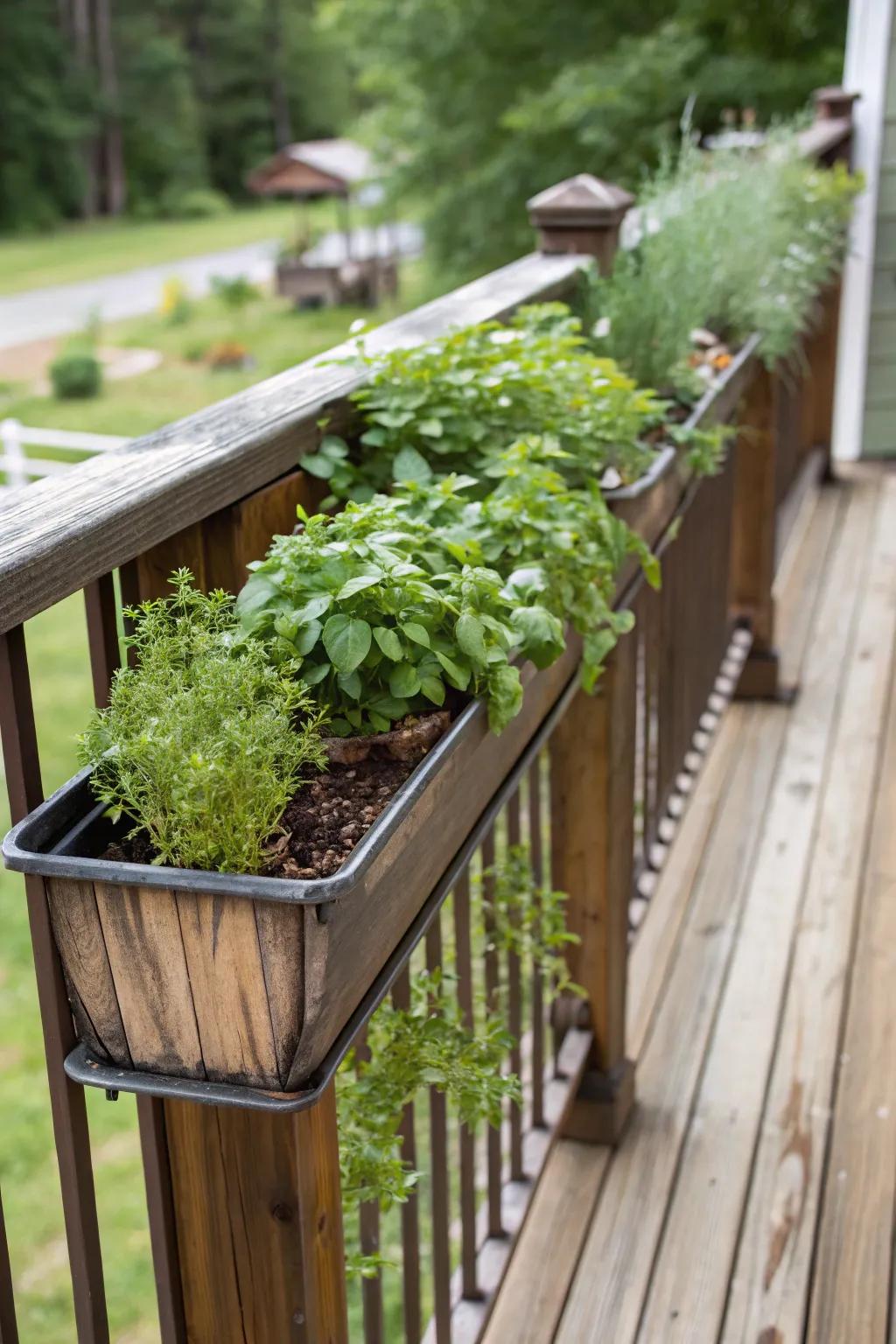 Maximize your deck area with elegant ledge gardens.