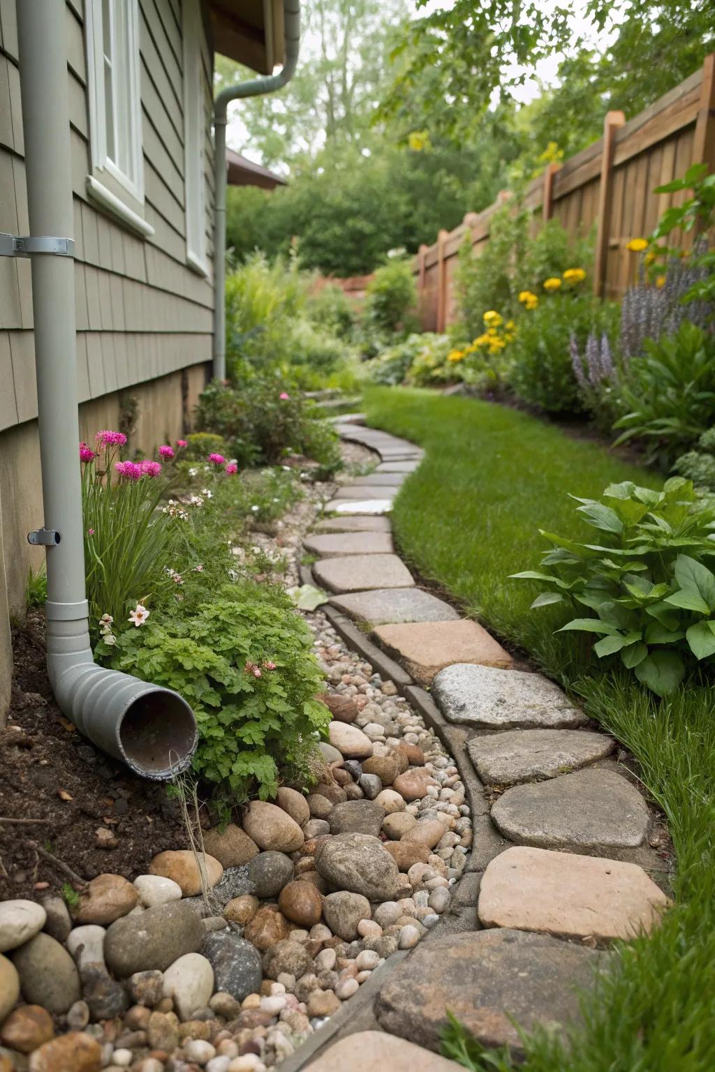 Evoke a sense of nature with a stone-laid path, infusing a touch of wilderness.