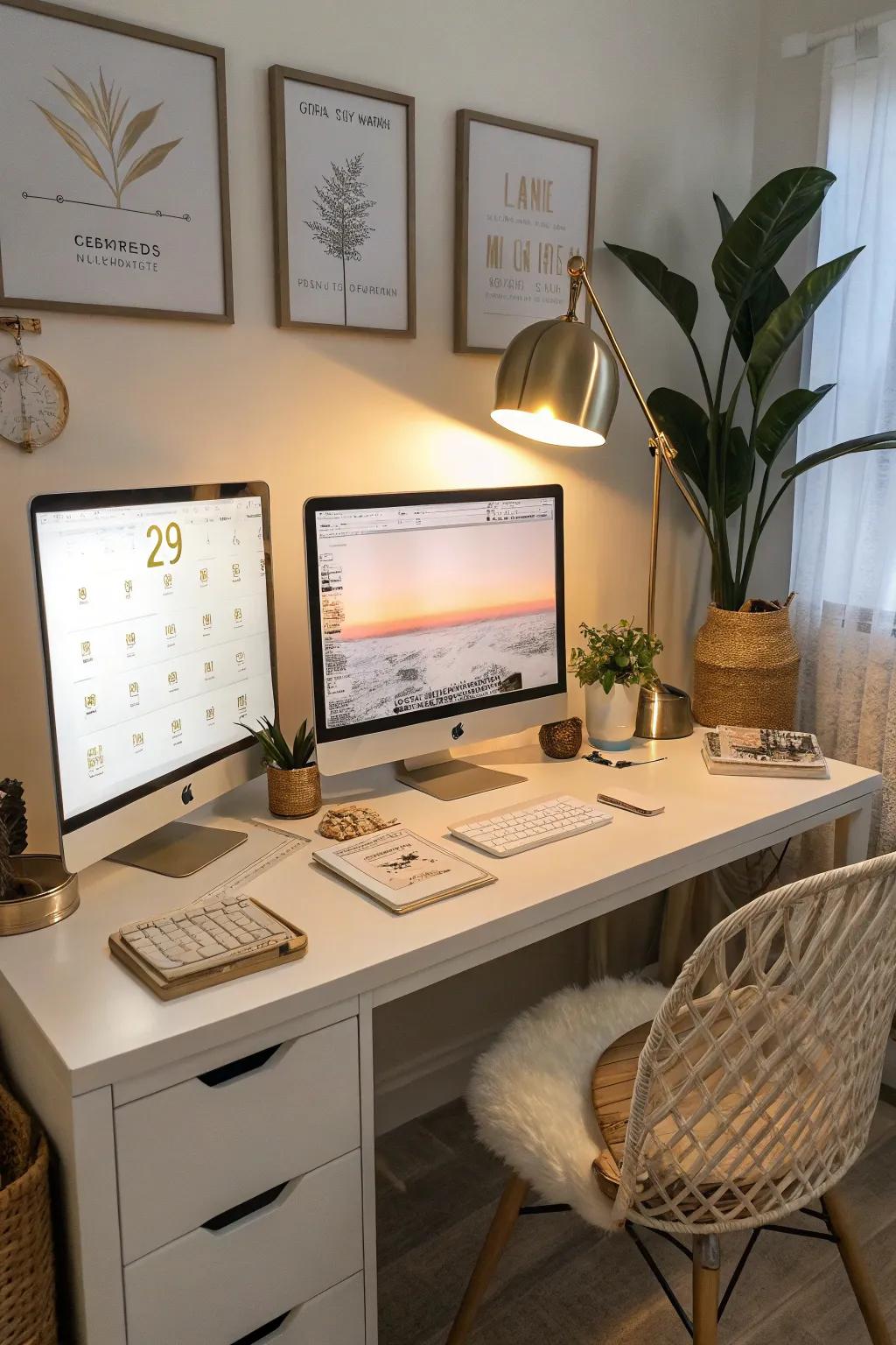 Two monitors can really boost your workflow, making your workspace feel complete.