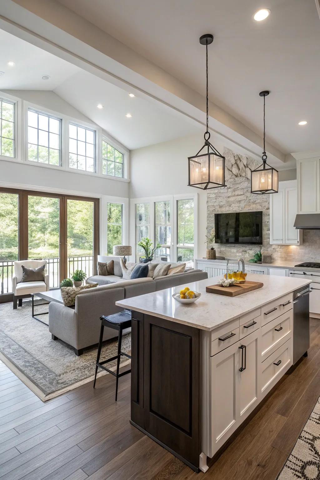 An open-concept kitchen that blends effortlessly with the living space.