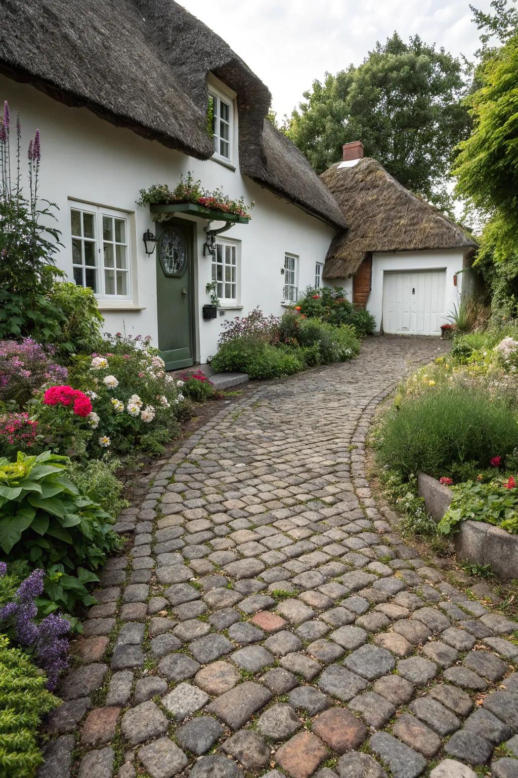 Cobblestones provide a classic, timeless look to any driveway apron.