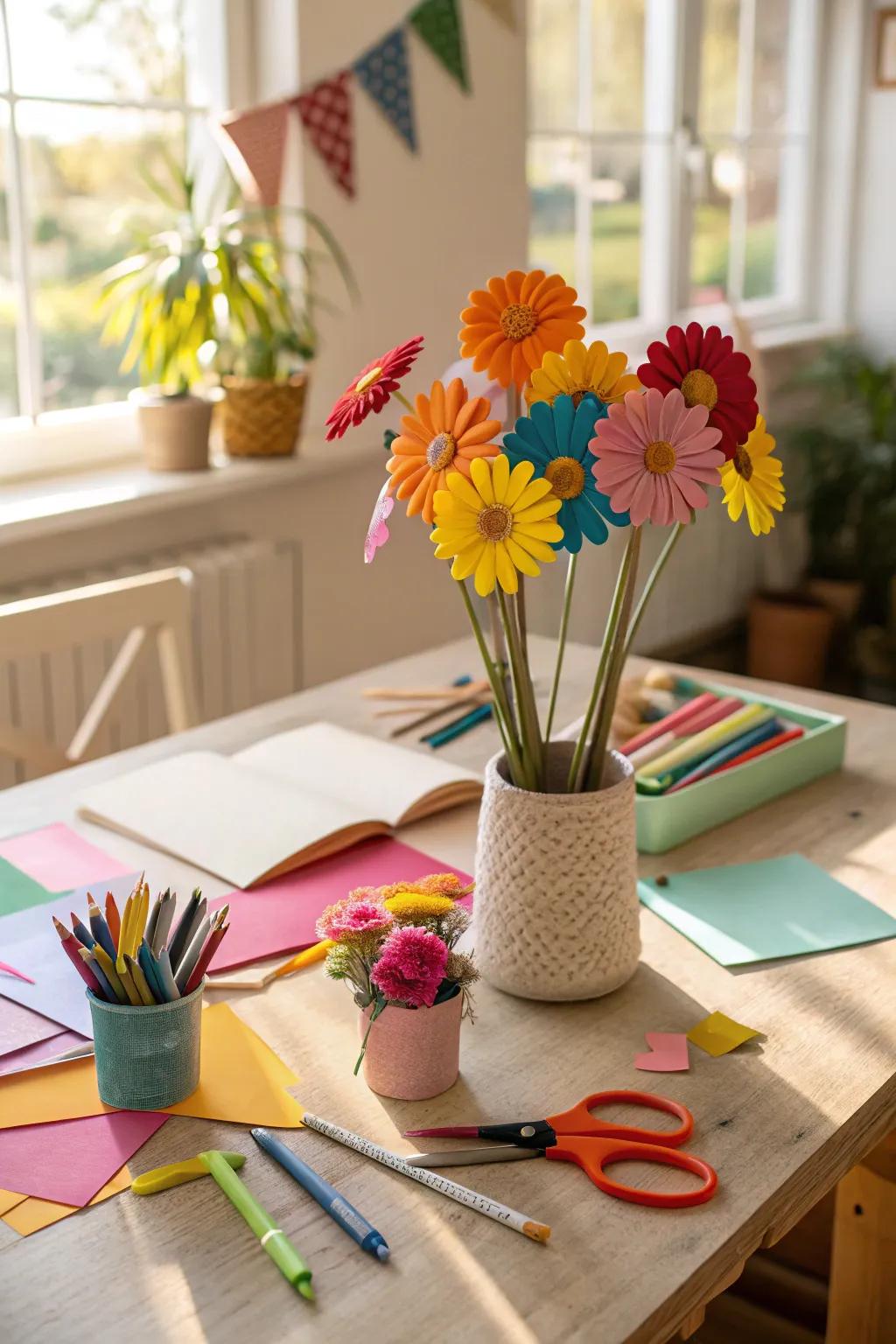 Paper flowers are a charming DIY project that brightens any space.