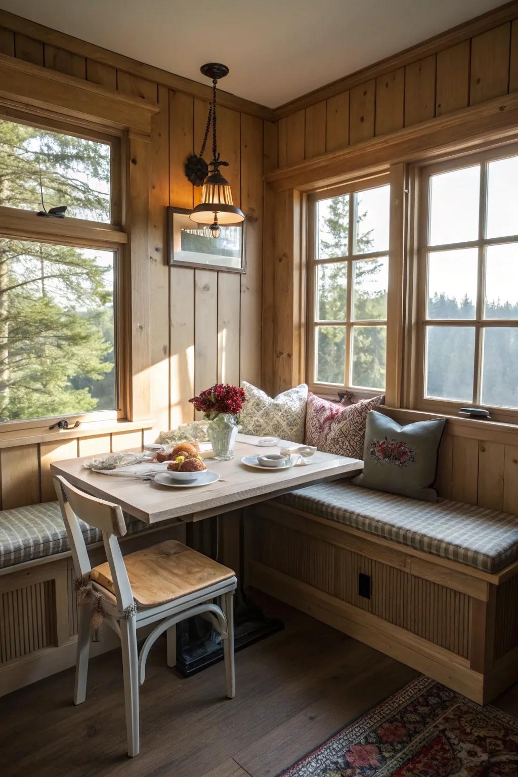 A warm and inviting kitchen nook, perfect for casual meals.