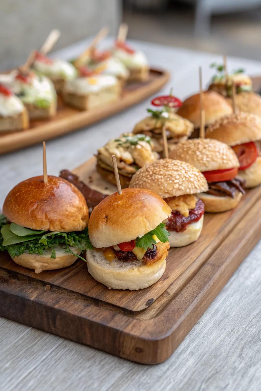 A tempting selection of petite sandwiches and sliders, ideally suited for any refined brunch.