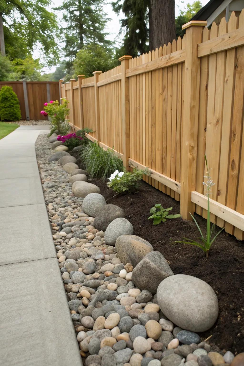 A stone border introduces a dash of timeless sophistication to any fence.
