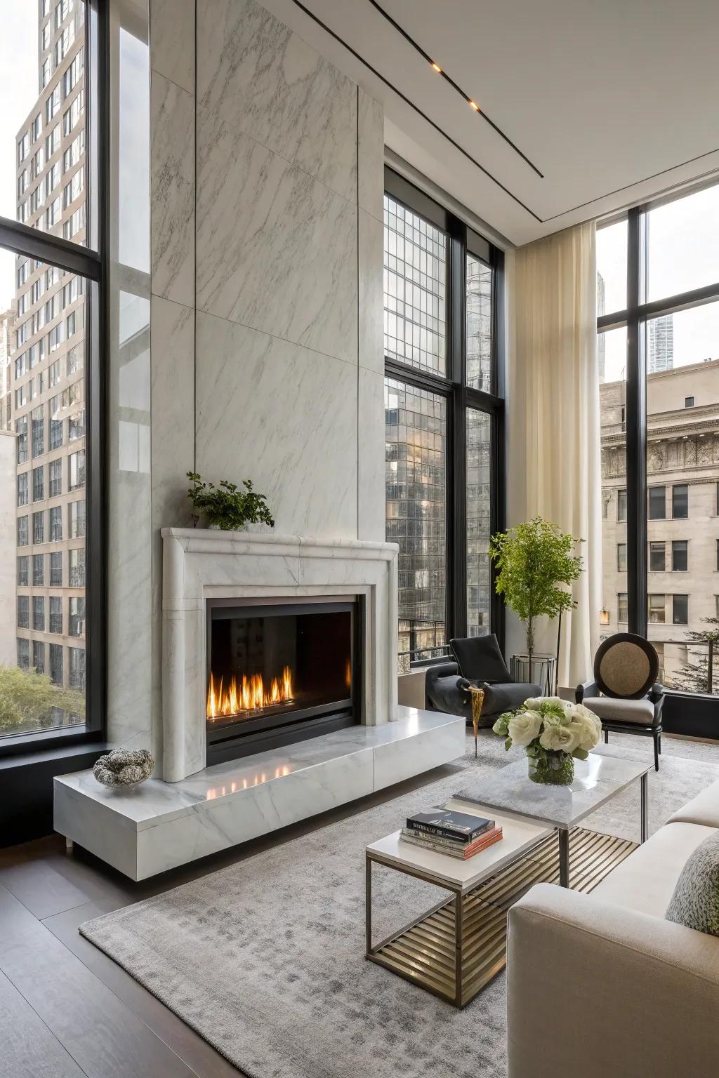 Attain minimalist sophistication through a modern hearth design.