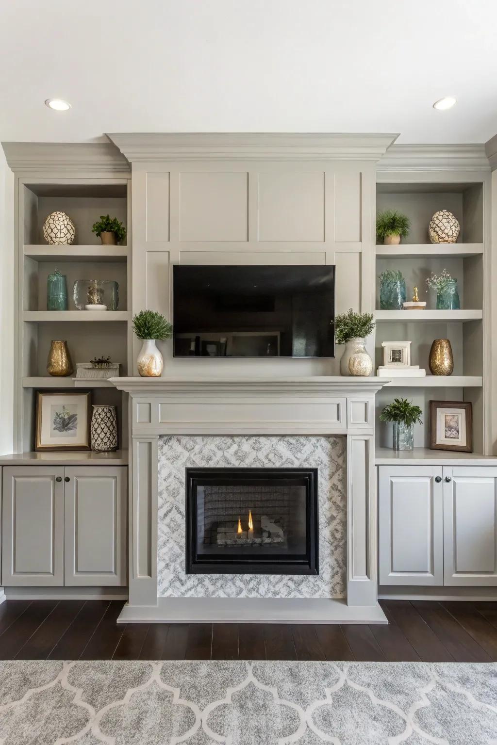 Symmetry brings harmony to your fireplace setting with matching built-ins.