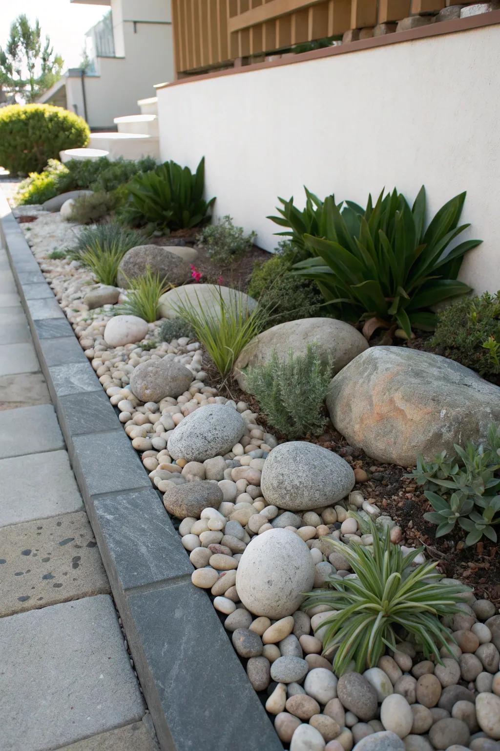 Elevate your garden's beauty and functionality with elegant rock features for perfect drainage.