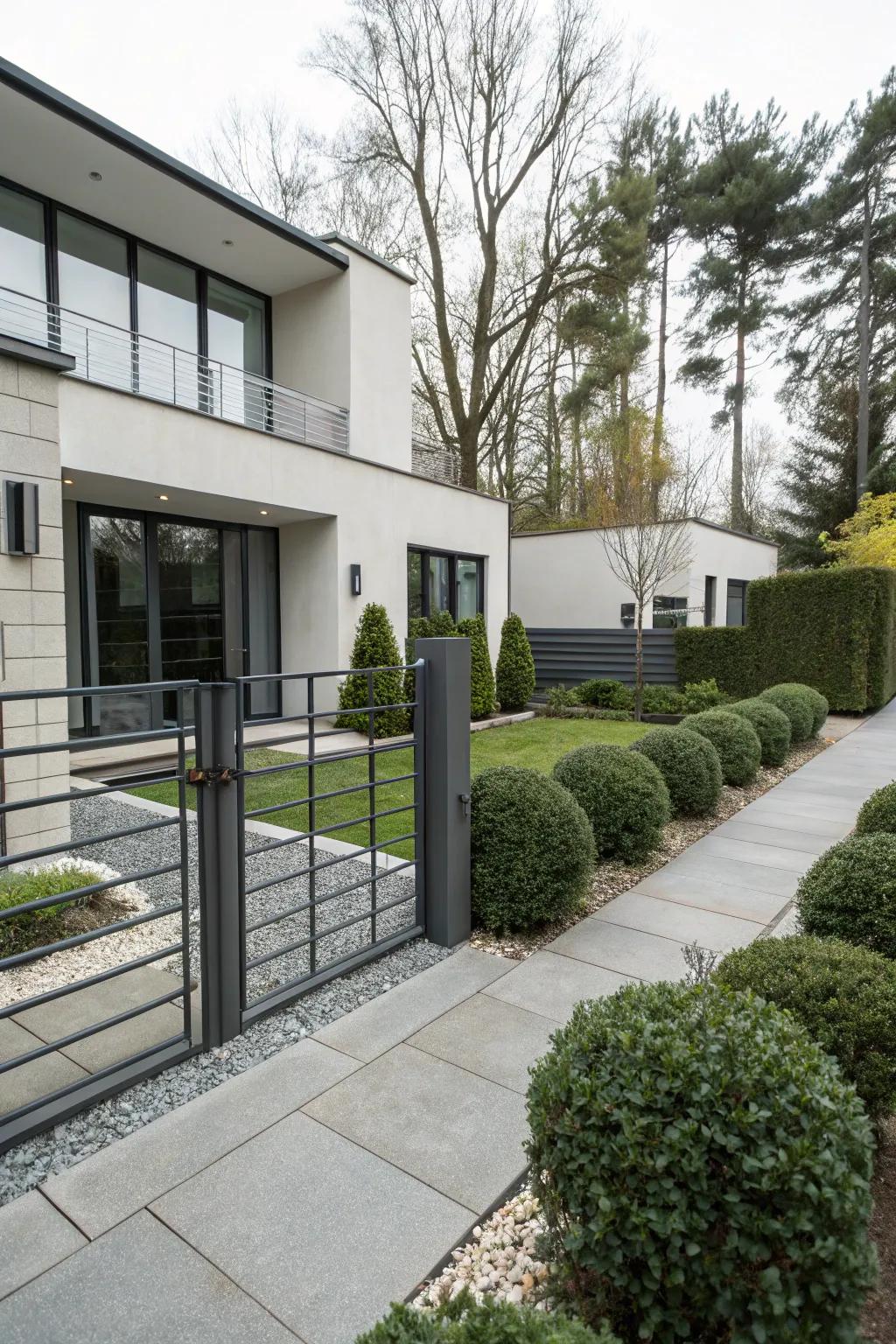 A minimalist gate perfectly complements a modern home.