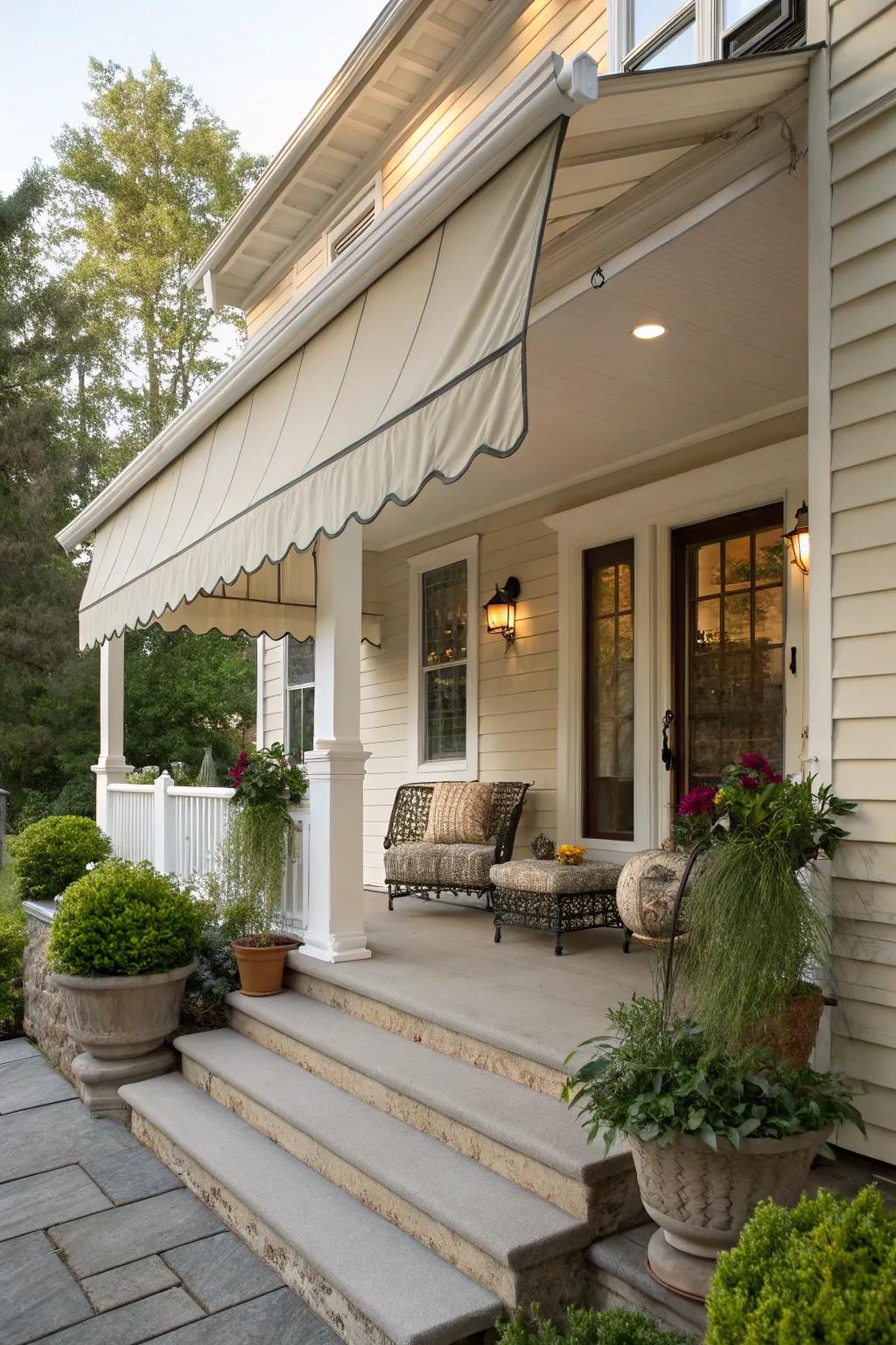 Classic textile canopies bring both flair and shade to your porch.