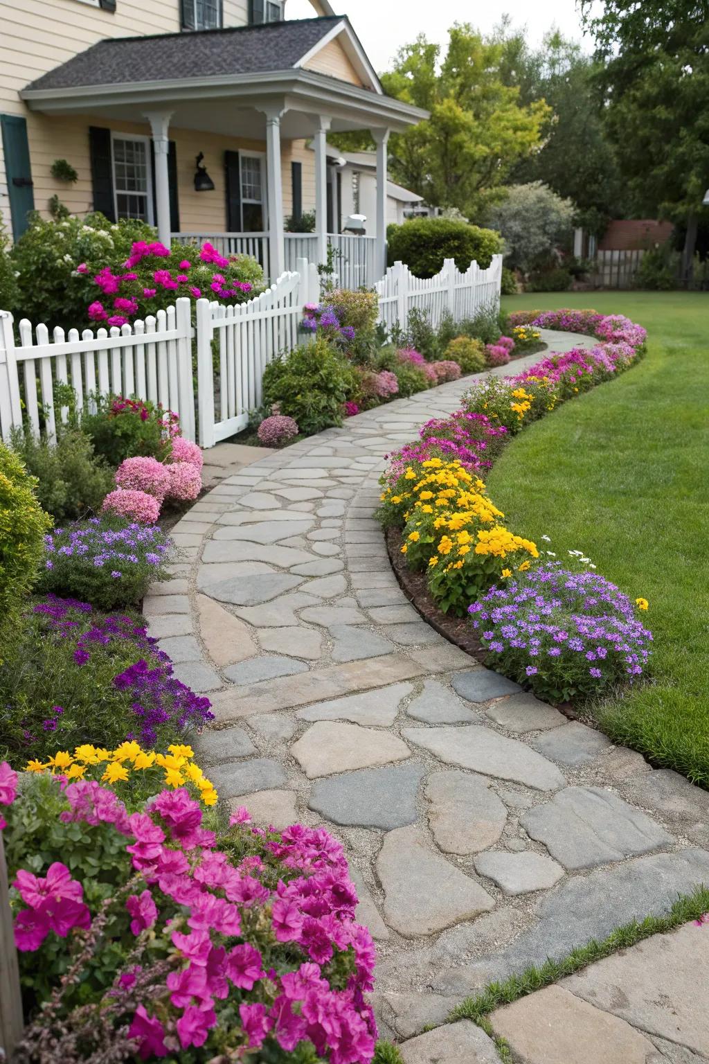 Stone routes can wonderfully section off and highlight your garden beds.