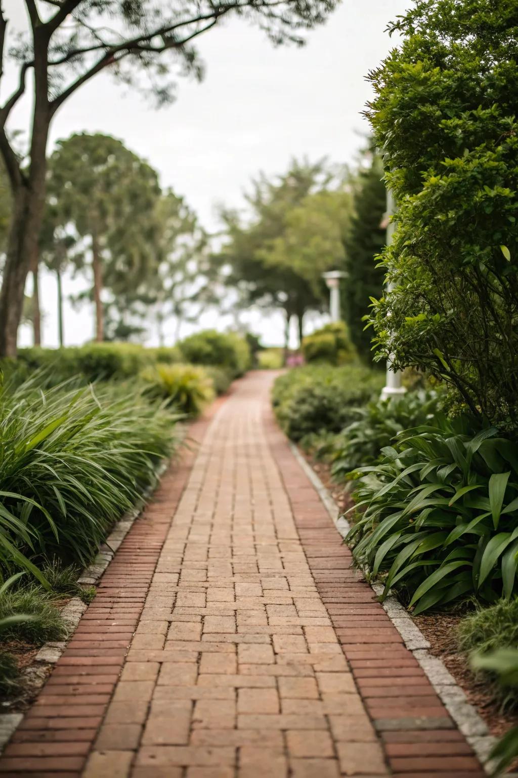A classic brick path lends timeless appeal to any home.