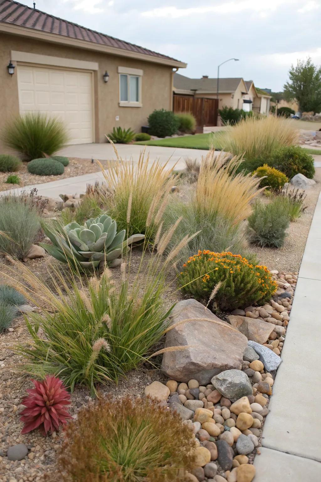 A lively gathering of plants adapted to arid climates, suited for xeriscaping in Colorado.