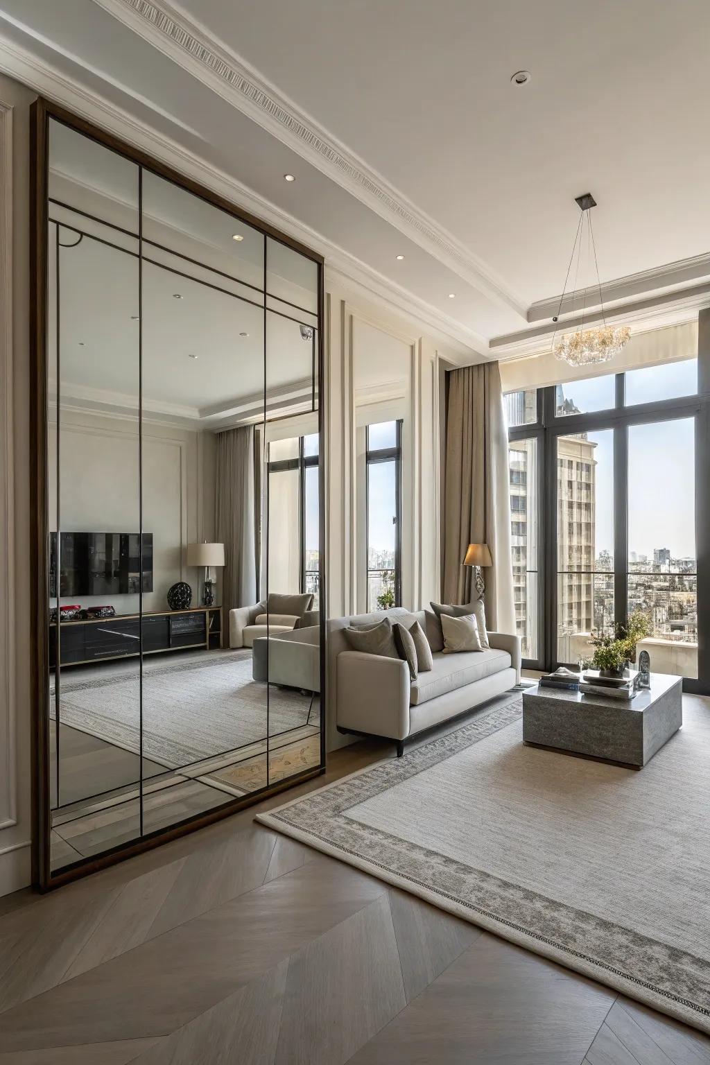 Floor-to-ceiling mirrors can dramatically enhance the sense of space.