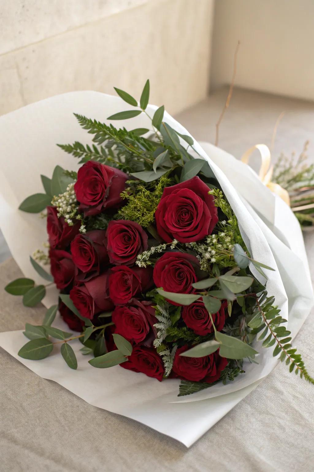 An ageless crimson rose bouquet, ideal for graduation celebrations.