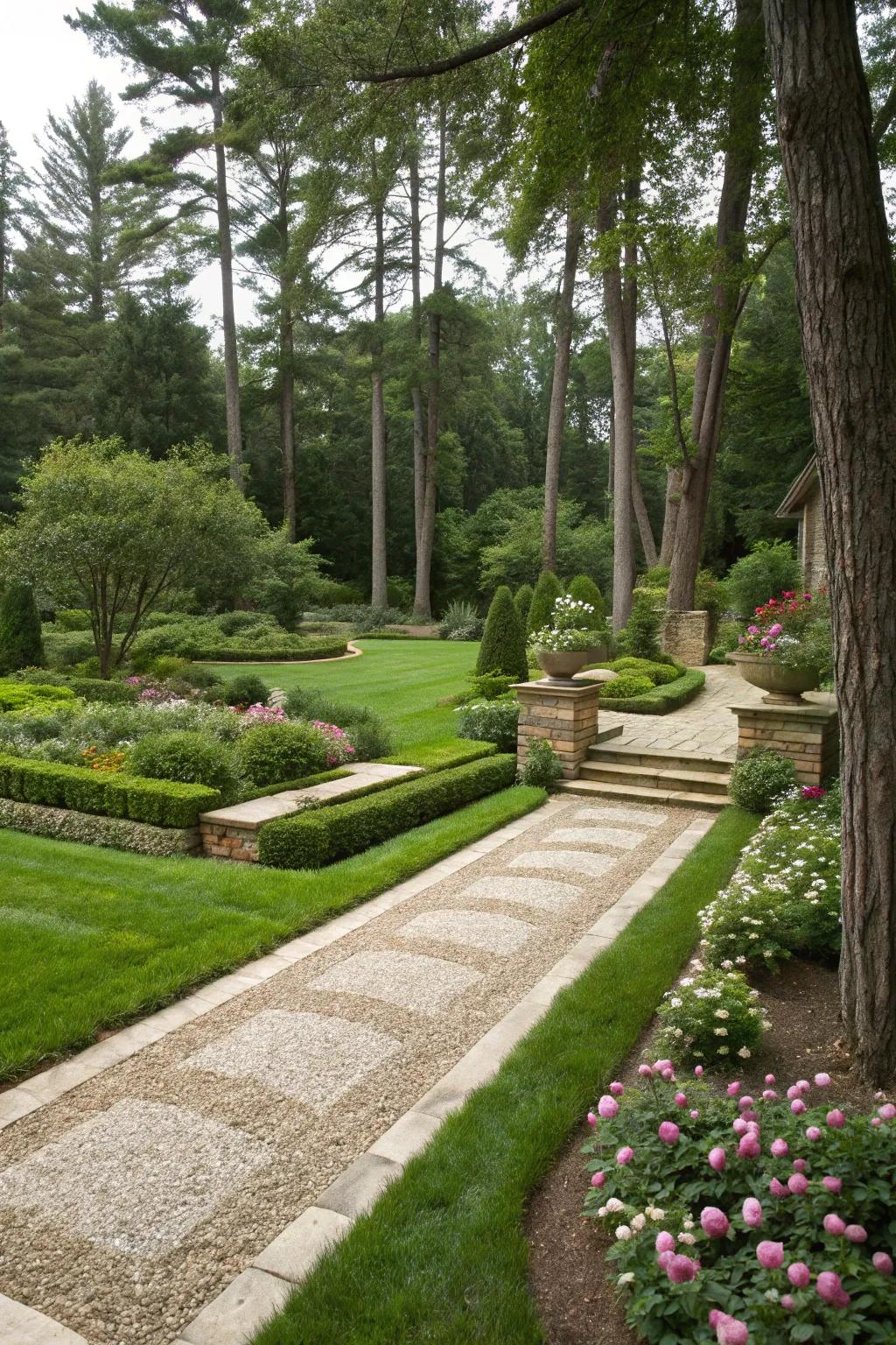 Gravel pathways add elegance and ease of movement in your garden.