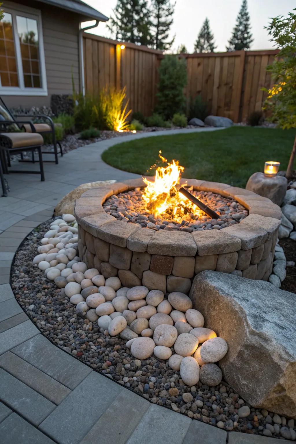 Transform your backyard with a fire pit oasis that blends style and function effortlessly.
