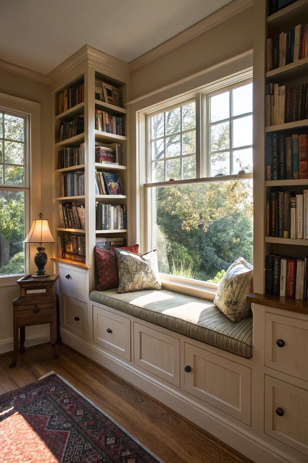 A window alcove beckons you to unwind with an enchanting book.