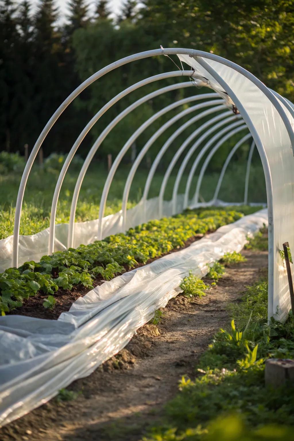Craft your own green oasis with a classic PVC hoop house, where simplicity meets functionality.