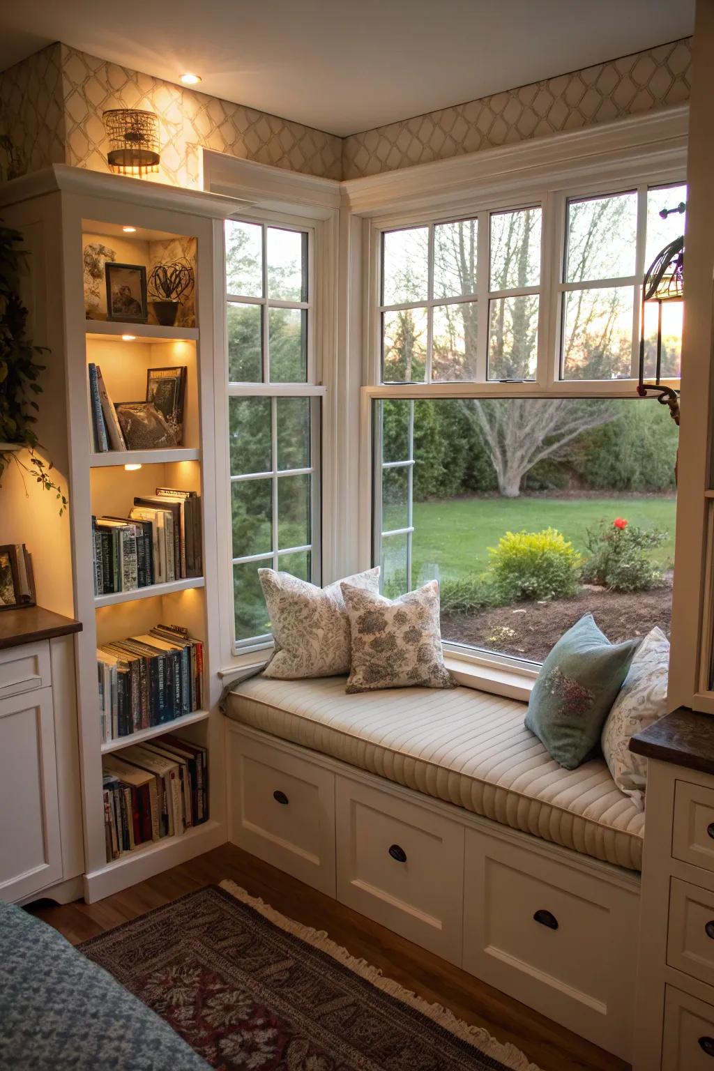 A delightful reading nook in your kitchen bay window.