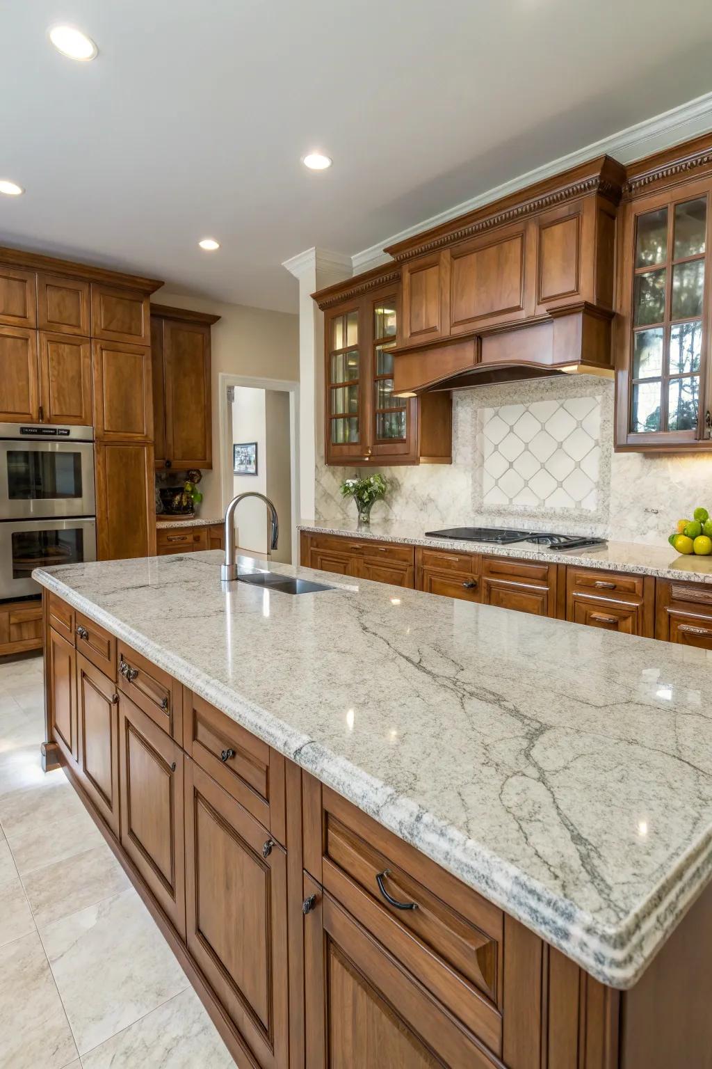 Natural stone surfaces provide both elegance and durability.