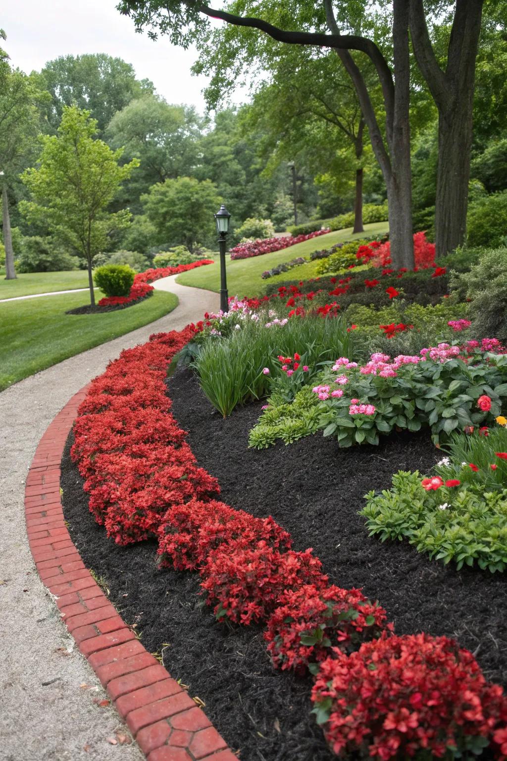 Use contrasting mulch colors to make your garden stand out.