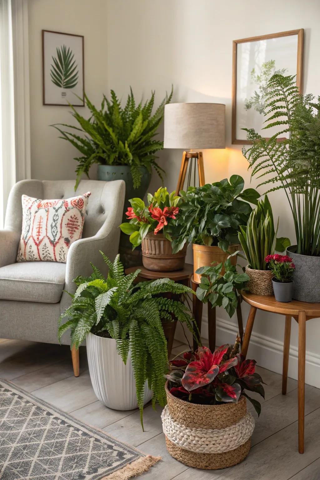 Houseplants can transform a plain corner into a lush oasis of nature.