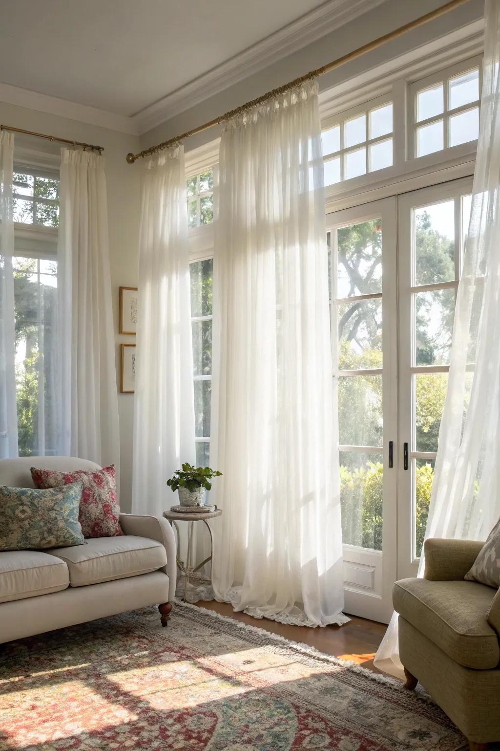 Wispy coverings allow light to playfully brighten your space.