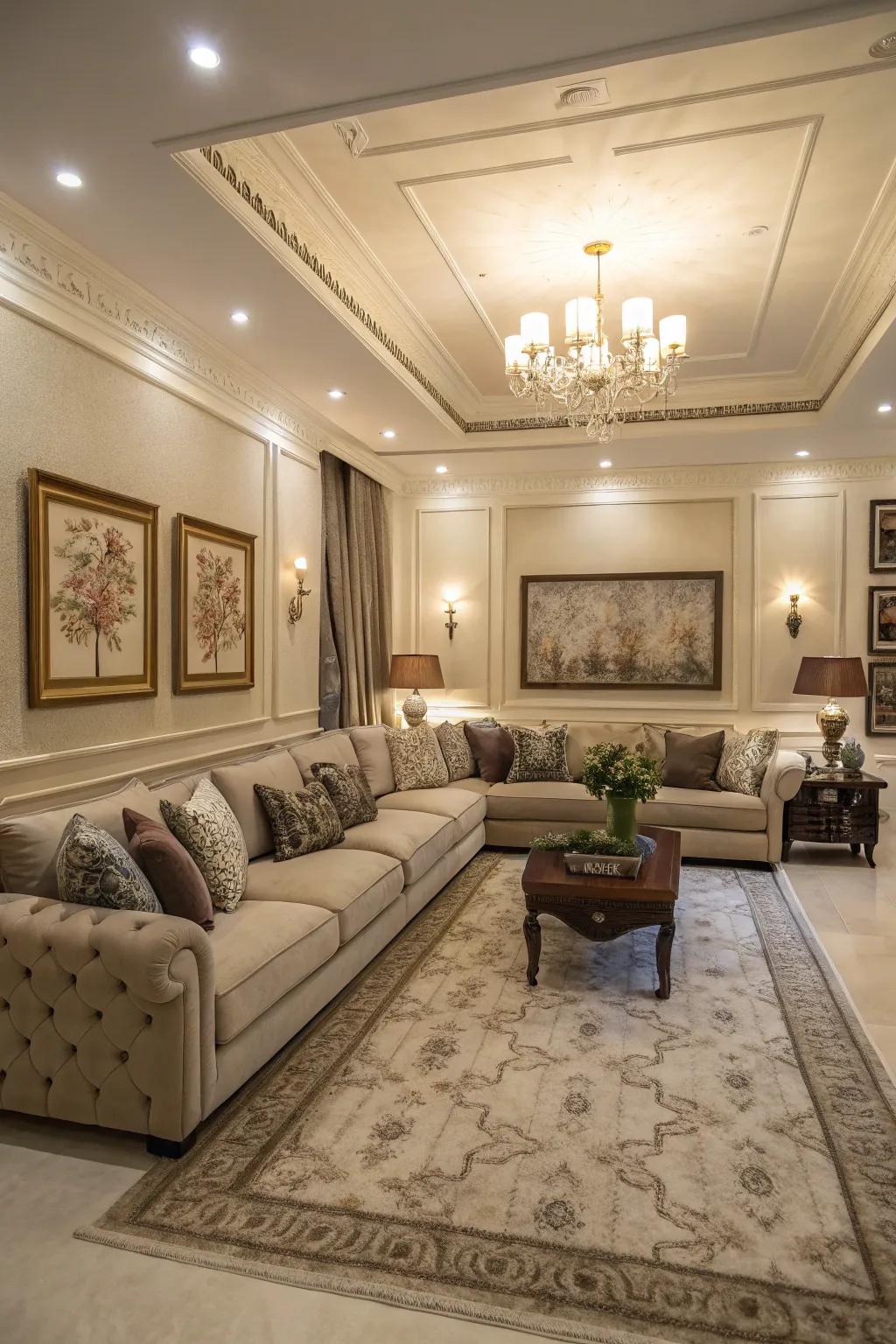 A centrally arranged sectional designed to encourage interaction and connection.